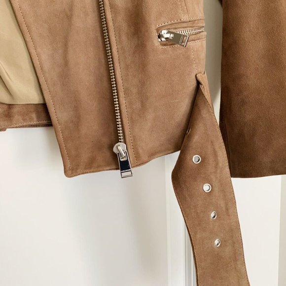 Women's LAMARQUE Brown Suede Leather Moto Jacket - Picture 4 of 6